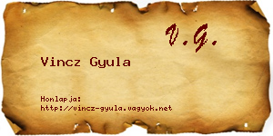 Vincz Gyula névjegykártya